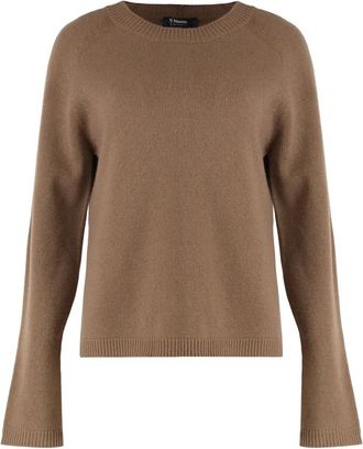 Max Mara Damasco Crew Neck Sweater - Dames - Ronde hals truien - Bruin - S - Wol - Truien & Vesten