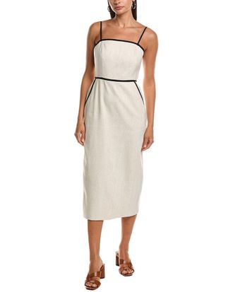 Milly Amara Contrast Linen-Blend Midi Dress