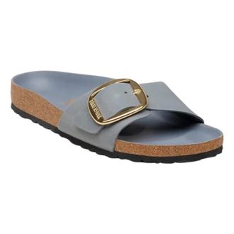 Birkenstock Slider Smalle Pasvorm - Dames - Sandalen - Blauw - 38 EU - Leer - Schoenen
