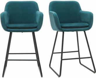 Miliboo Miliboo - Set di 2 sgabelli in tessuto effetto velluto blu 65 cm amika