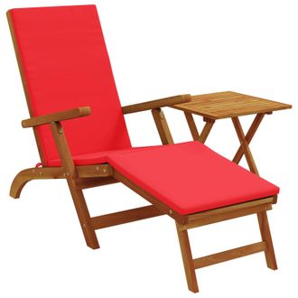 vidaXL Recliner Y Tumbona Plegable 2 Pcs Rojo Madera De Acacia S&oacute;lida Vidaxl