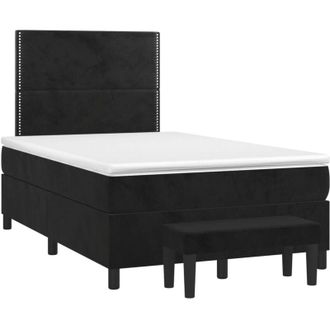 vidaXL Cama Box Spring Con Colch&oacute;n Terciopelo Negro 120x190 Cm Vidaxl