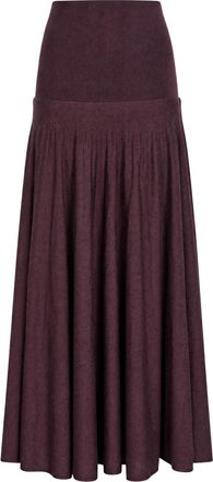 Paco Rabanne Merino Wool and Silk-blend Maxi Skirt - Aubergine - S (UK8-10 / S)