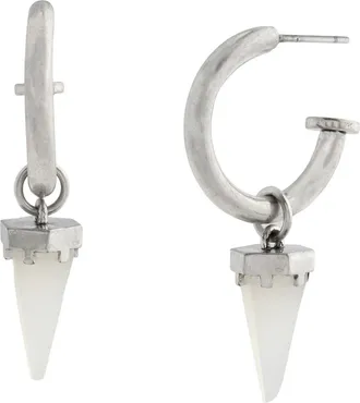 AllSaints Quartz Spike Huggie Drop Earrings in White Quartz at Nordstrom