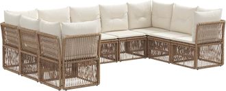 vidaXL Conjunto De Sof&aacute;s De Jard&iacute;n 9 Uds. Beige Rat&aacute;n Sint&eacute;tico Vidaxl