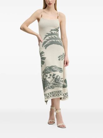 Desigual Marsella midi-jurk met palmtextuur - Beige