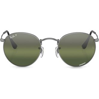 Ray-Ban 53mm Round Polarized Sunglasses in Gunmetal at Nordstrom
