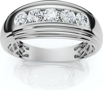 Pompeii3 Mens 1/2ct 5-Stone Diamond Wedding Ring Gold Lab Grown