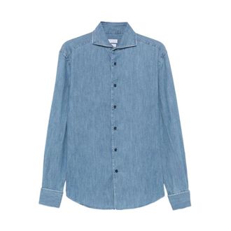 Brunello Cucinelli Denim Shirt - Heren - Overhemden - Blauw - Maat: M Denim