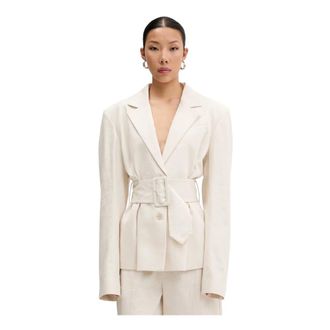 Rotate Linnen Blazer - Dames - Blazers - Beige - S - Linnen - Jassen