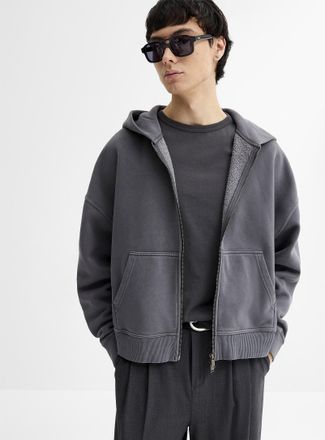 Djab Mens Peachskin cropped zip-up hoodie Oversized fit