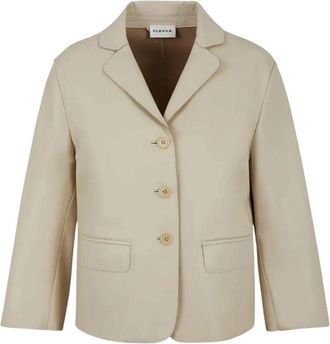 P.A.R.O.S.H. Stucco Blazer Leren Jas - Dames - Blazers - Beige - M - Leer - Jassen