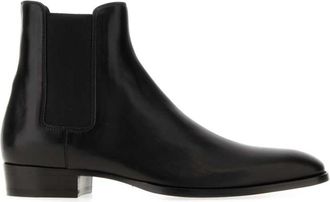 Saint Laurent Black Solid Chelsea Boots