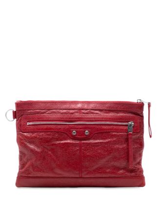 Balenciaga 2016 Lambskin Motocross Classic Clip M clutch bag - Red