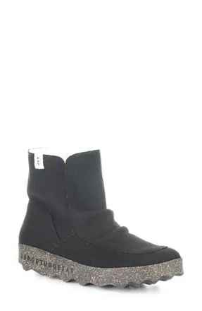 FLY London Cuff Faux Shearling Bootie in Black Eco Suede at Nordstrom Rack, Size 10-10.5Us / 41Eu