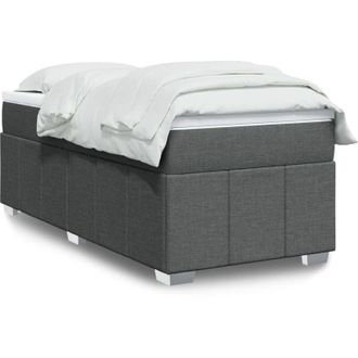vidaXL Cama Box Spring Con Colch&oacute;n Tela Gris Oscuro 90x190 Cm