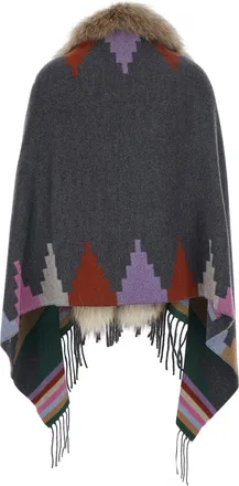 Bazar Deluxe Womens Shawl Navajo Grey Eco-Fur Coat