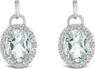 The Diamond Store Aquamarine 3.69CT And Diamond 925 Sterling Silver Earrings