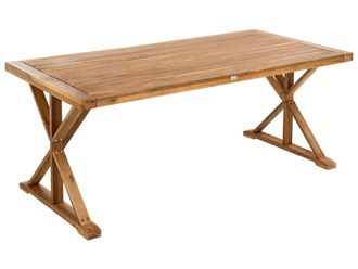 Beliani Mesa de comedor 6 personas de madera marr&oacute;n