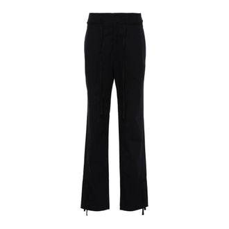 Christophe Lemaire Straight Trousers, female, Black, Size: S Cotton Drawstring Trousers