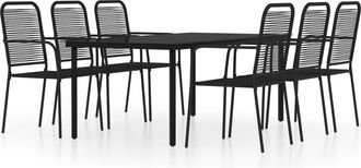 vidaXL Juego De Comedor De Jard&iacute;n 7 Piezas Negro Vidaxl