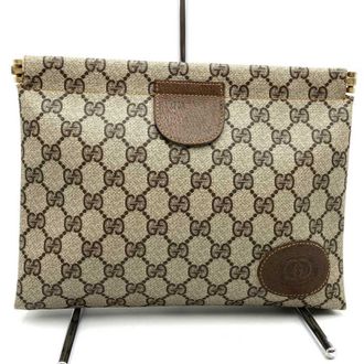 Gucci Brown Gg Supreme Clutch Bag (Pre-Owned)