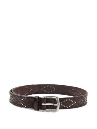 Orciani Riem met geometrisch patroon en studs - Bruin