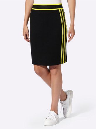 Heine Jerseyrock HEINE, Damen, Gr. 34, schwarz, 70% Viskose, 25% Polyamid, 5% Elasthan, gemustert, gestreift, unifarben, kurz, R&ouml;cke Jerseyrock