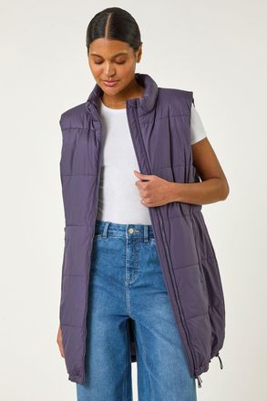 Roman Quilted Zip Detail Longline Gilet