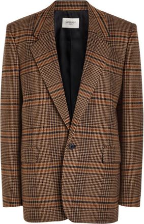 Saint Laurent Houndstooth Wool Blazer - Brown - 38 (UK10 / S)