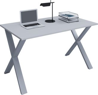 ebuy24 Vcm Wood Desk Al. 76 X An. 110 X P. 50 Cm Mesa De Ordenador Lisa Pies De Metal De Alta Calidad Mesa De Trabajo Muebles De Oficina - Lona U (plata / Bl