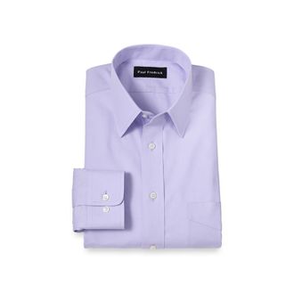 Paul Fredrick Non-iron Cotton Pinpoint Solid Point Collar Dress Shirt in Lavender at Nordstrom, Size 15.5 - 35