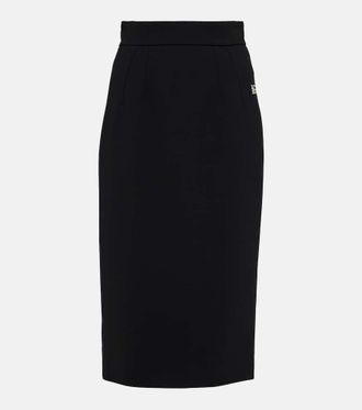スカート DOLCE&GABBANA BLACK GABARDINE WOOL PENCIL SKIRT Wool crepe midi pencil skirt in Black for Women | Dolce&Gabbana®