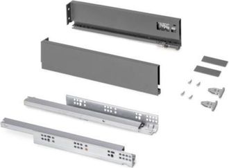 Emuca Caj&oacute;n Exterior Protone 30kg Con Gu&iacute;as De Extracci&oacute;n Total Y Cierre Suave, Altura 93mm, Profundidad 400mm, Acero, Gris Antracita - Emuca