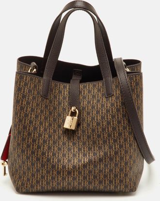Carolina Herrera Matryoshka Brown Coated Canvas And Leather Tote