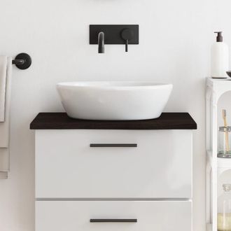 vidaXL Encimera Ba&ntilde;o Madera Maciza Tratada Marr&oacute;n Oscuro 60x50x2 Cm Vidaxl