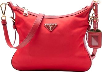 Prada Pre-owned Cross Body Bags, female, Red, Size: ONE SIZE Pre-owned Nylon Shoulder Bag