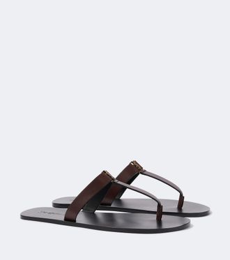 Saint Laurent Cassandre leather thong sandals