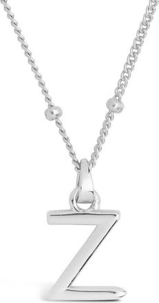 Sterling Forever Silver Initial With Beaded Chain Necklace (A-Z)