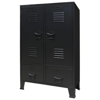 vidaXL Armadio In Metallo In Stile Industriale 67x35x107 Cm Nero - Vidaxl