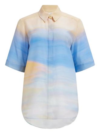 Aje Avalon short-sleeve shirt - women - Silk - 10 - Blue