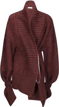 Dries Van Noten Oversized Mohair Wool Cardigan With Wide Collar And Side Ties