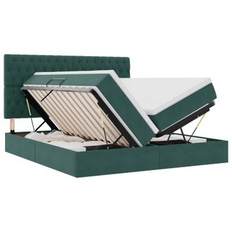 vidaXL Letto Con Contenitore Verde Scuro 200 X 200 Cm Velluto Vidaxl