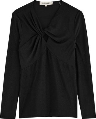 Diane Von F&uuml;rstenberg Diane Von Furstenberg Ursula Knotted Lam&eacute; top - Black - L (UK14 / L)