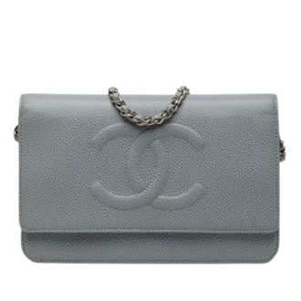 Chanel Pre-owned Wallet on Chain - Dames - Pre-owned - Grijs - Maat: ONE Size Leer