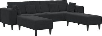 vidaXL Vidaxl - Velvet Sofa with Cushion 3 pcs Black 208 cm Velvet