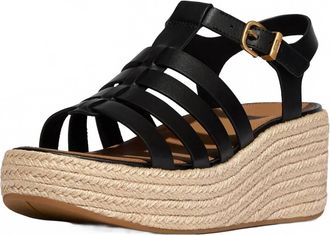 FitFlop Womens Platforms Espadrille Fisherman Wedge Sandals In Black