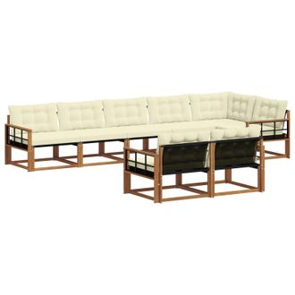 vidaXL Conjunto De Sof&aacute;s De Exterior Con Coj&iacute;n 8 Pcs Natural Y Crema Vidaxl