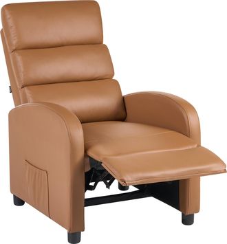 Beliani Sill&oacute;n Retro Reclinable Respaldo Ajustable Reposapi&eacute;s Tapizado De Piel Sint&eacute;tica Marr&oacute;n Otus