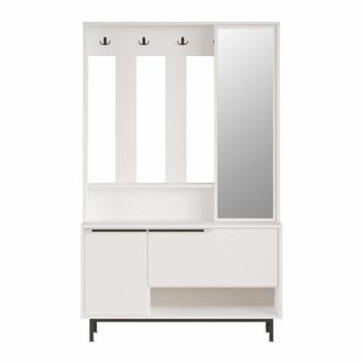 Mobili Rebecca Perchero de ropa con 3 puertas y espejo en aglomerado blanco